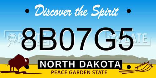 8B07G5 North Dakota License Plate