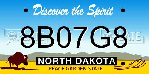 8B07G8 North Dakota License Plate