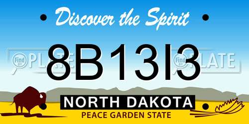 8B13I3 North Dakota License Plate