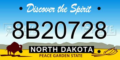 8B20728 North Dakota License Plate