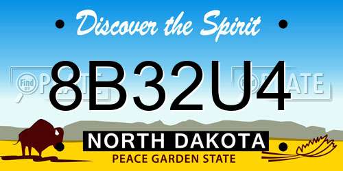 8B32U4 North Dakota License Plate