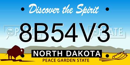 8B54V3 North Dakota License Plate