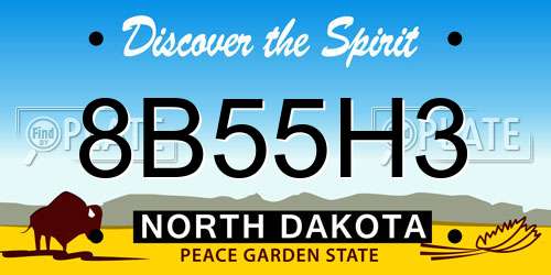 8B55H3 North Dakota License Plate