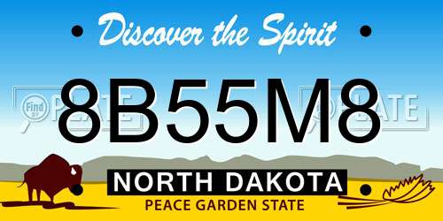 8B55M8 North Dakota License Plate