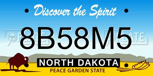 8B58M5 North Dakota License Plate