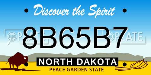 8B65B7 North Dakota License Plate