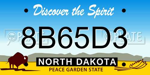 8B65D3 North Dakota License Plate