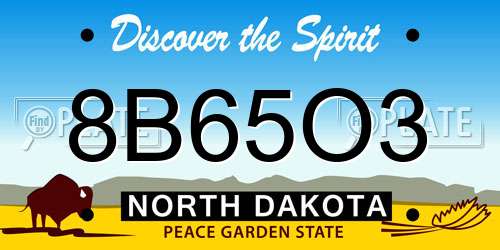 8B65O3 North Dakota License Plate