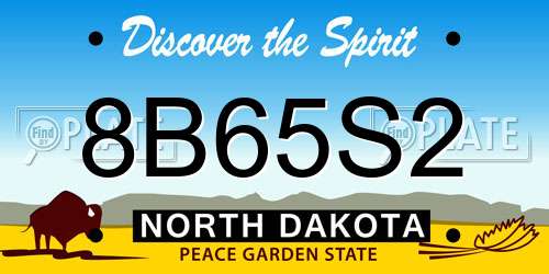 8B65S2 North Dakota License Plate