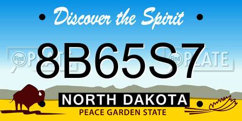 8B65S7 North Dakota License Plate