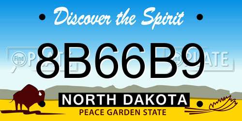 8B66B9 North Dakota License Plate
