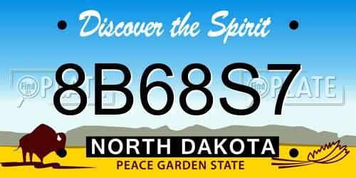 8B68S7 North Dakota License Plate