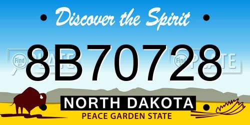 8B70728 North Dakota License Plate