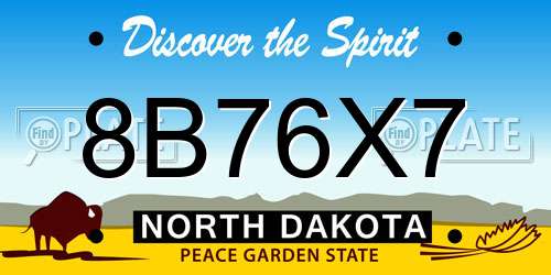8B76X7 North Dakota License Plate