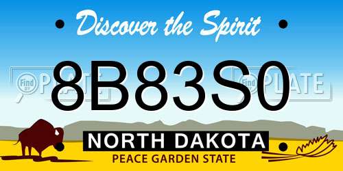 8B83S0 North Dakota License Plate