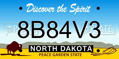 8B84V3 North Dakota License Plate