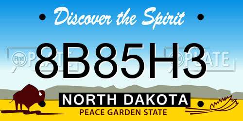 8B85H3 North Dakota License Plate