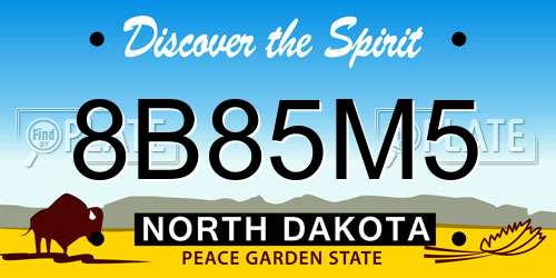 8B85M5 North Dakota License Plate