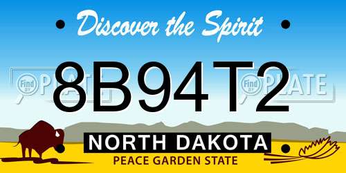 8B94T2 North Dakota License Plate