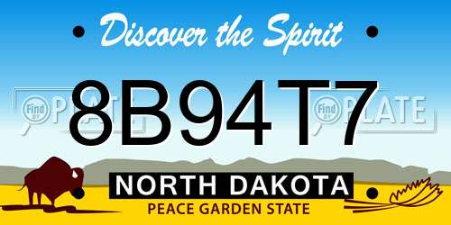8B94T7 North Dakota License Plate