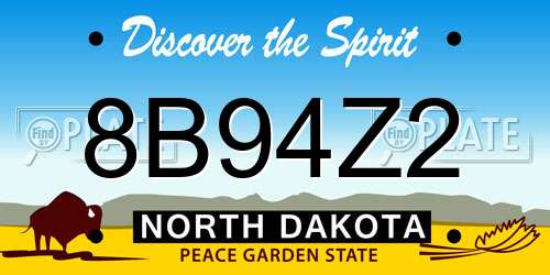 8B94Z2 North Dakota License Plate