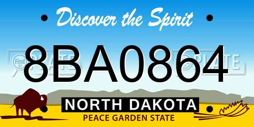 8BA0864 North Dakota License Plate