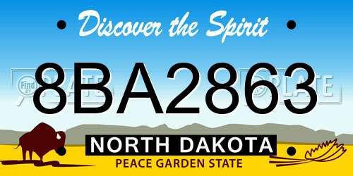 8BA2863 North Dakota License Plate