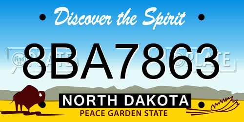 8BA7863 North Dakota License Plate