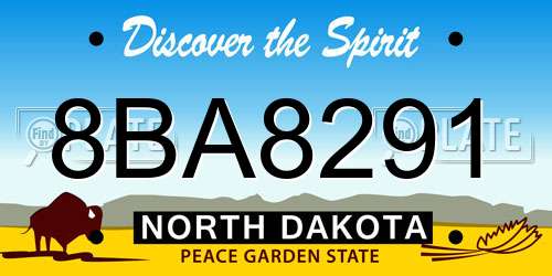 8BA8291 North Dakota License Plate