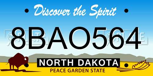 8BAO564 North Dakota License Plate