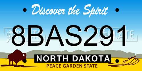 8BAS291 North Dakota License Plate