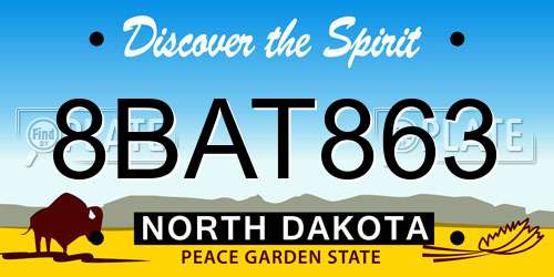 8BAT863 North Dakota License Plate