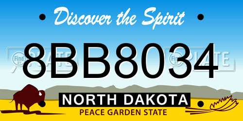 8BB8034 North Dakota License Plate