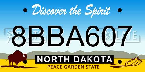8BBA607 North Dakota License Plate