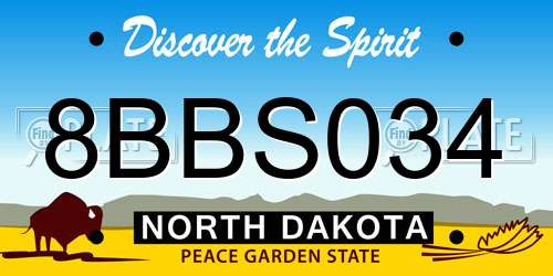 8BBS034 North Dakota License Plate