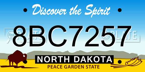 8BC7257 North Dakota License Plate