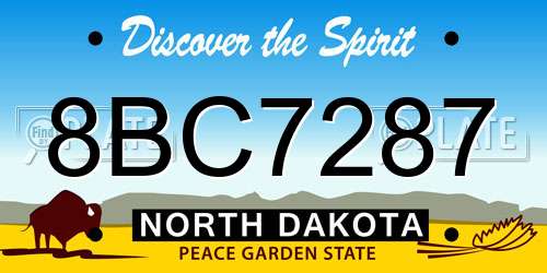 8BC7287 North Dakota License Plate
