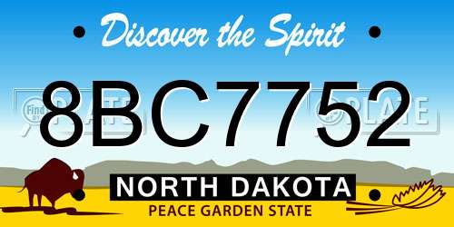 8BC7752 North Dakota License Plate