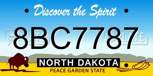 8BC7787 North Dakota License Plate