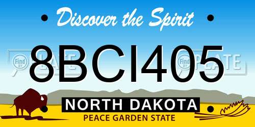 8BCI405 North Dakota License Plate