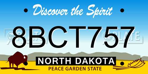 8BCT757 North Dakota License Plate
