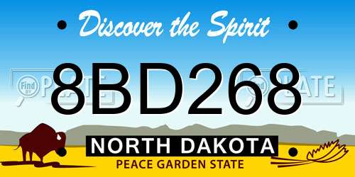 8BD268 North Dakota License Plate