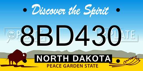 8BD430 North Dakota License Plate