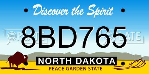 8BD765 North Dakota License Plate