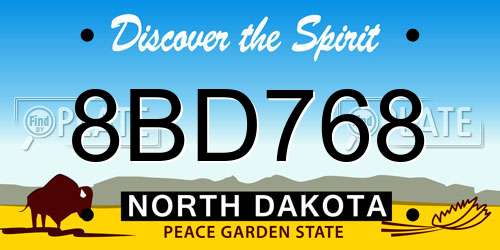 8BD768 North Dakota License Plate