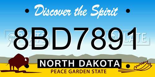8BD7891 North Dakota License Plate