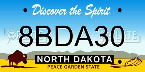 8BDA30 North Dakota License Plate