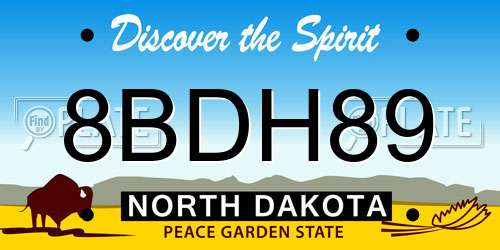 8BDH89 North Dakota License Plate