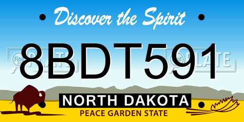 8BDT591 North Dakota License Plate