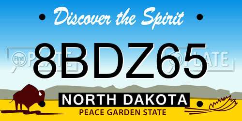8BDZ65 North Dakota License Plate